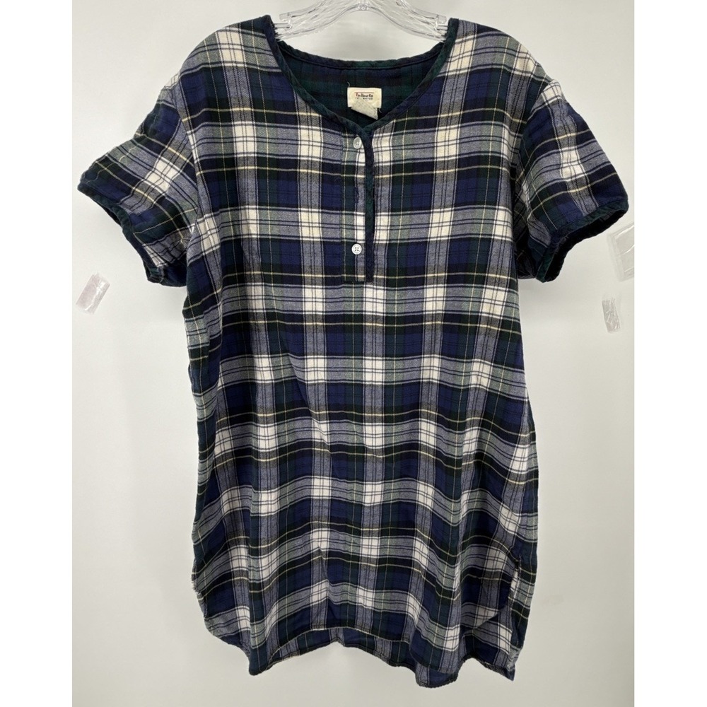 VTG 90s Talbots Nightgown Women's Size S Short Sleeve Intimates Tartan Plaid